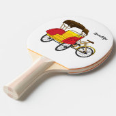 Cartoon van pedicab rickshaw tafeltennisbatje (Voorkant Gekanteld)
