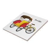 Cartoon van pedicab rickshaw tegeltje (Zijkant)