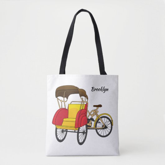 Cartoon van pedicab rickshaw tote bag (Voorkant)