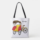 Cartoon van pedicab rickshaw tote bag (Achterkant)