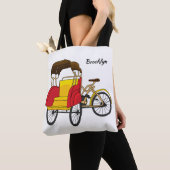 Cartoon van pedicab rickshaw tote bag (Dichtbij)