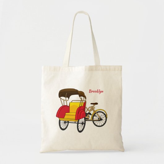 Cartoon van pedicab rickshaw tote bag (Voorkant)