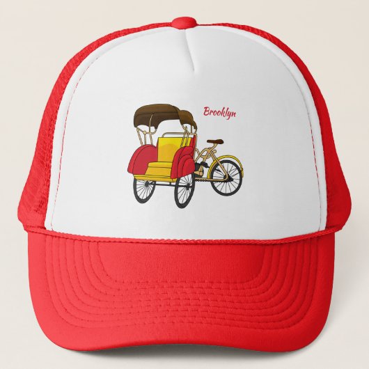 Cartoon van pedicab rickshaw trucker pet (Voorkant)