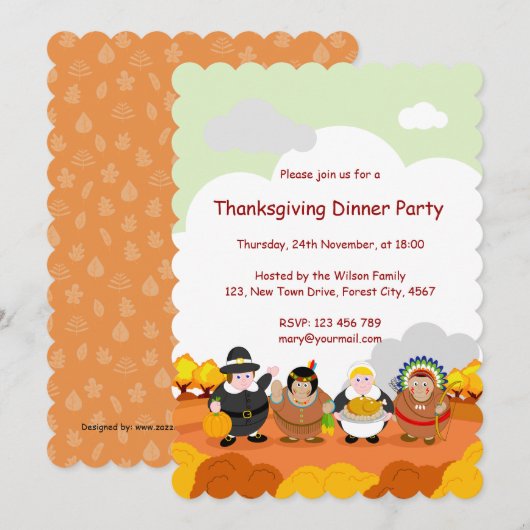 Cartoon van Pilgrim Fathers en Amerikaanse Indiërs Kaart (Voorkant / Achterkant)