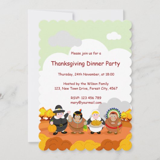 Cartoon van Pilgrim Fathers en Amerikaanse Indiërs Kaart (Voorkant)