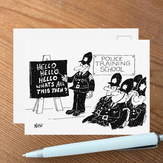 Cartoon van politieopleidingsschool briefkaart