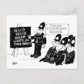 Cartoon van politieopleidingsschool briefkaart (Voorkant)