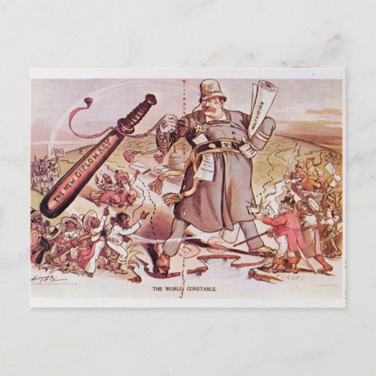 Cartoon van President Roosevelt Briefkaart (Voorkant)