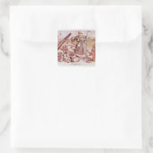 Cartoon van President Roosevelt Vierkante Sticker (Tas)