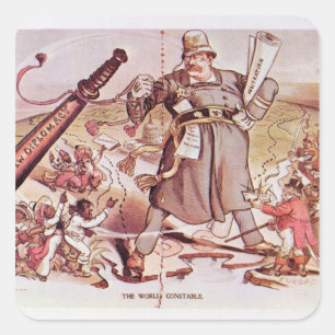 Cartoon van President Roosevelt Vierkante Sticker