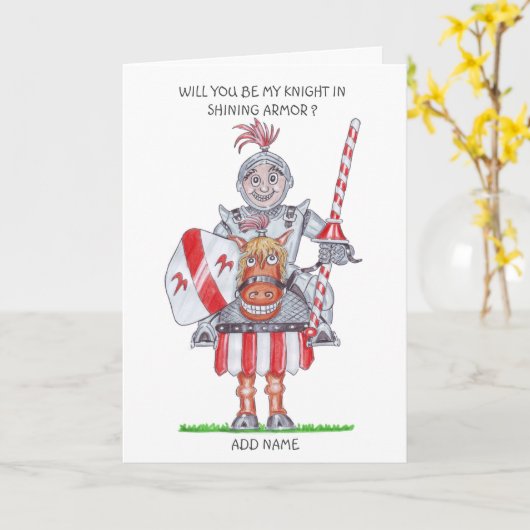 Cartoon van ridder in harnas kaart (Gele Bloem)