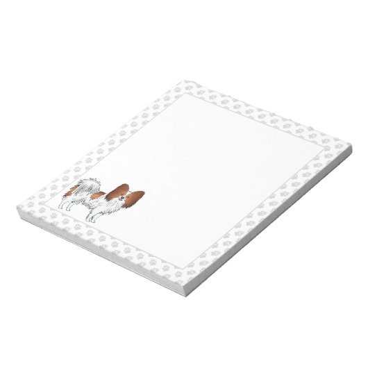 Cartoon van rood en wit papier met poten notitieblok (Linkerzijde)