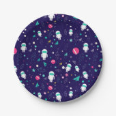 Cartoon van ruimteastronauten papieren bordje (Voorkant)