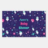 Cartoon van ruimteastronauten rechthoekige sticker (Voorkant)