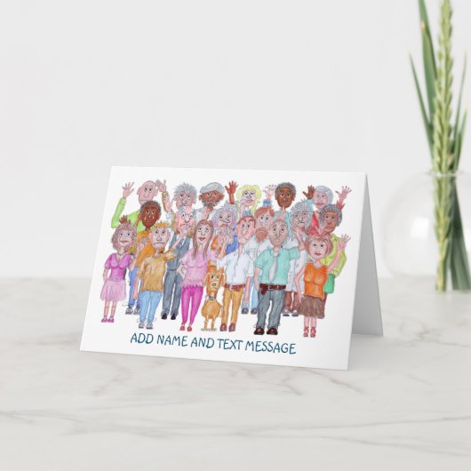 Cartoon van Sad People Waving Goodbye Card Kaart (Voorkant)