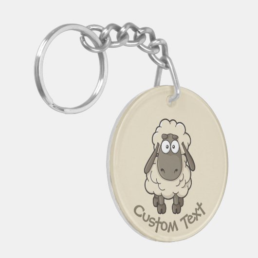 Cartoon van schapen Beige Sleutelhanger (Voorkant Links)
