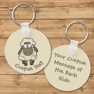 Cartoon van schapen Beige Sleutelhanger