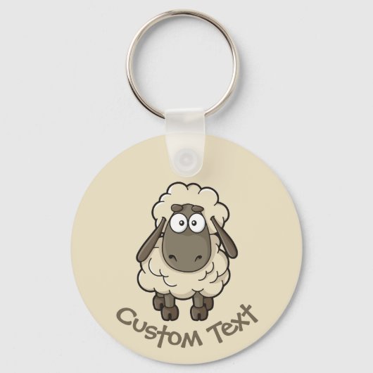 Cartoon van schapen Beige Sleutelhanger (Voorkant)