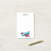 cartoon van schattig vliegtuig post-it® notes (Op bureau)