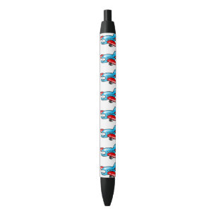 cartoon van schattig vliegtuig zwarte inkt pen