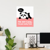 Cartoon van Schattige en Luie Panda Poster (Thuiskantoor)