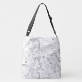 Cartoon van Schattigee Doodle Animals Crossbody Tas (Achterkant)