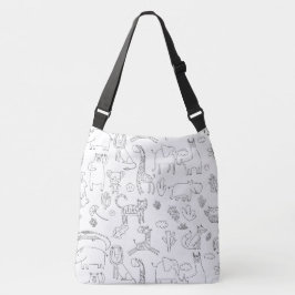 Cartoon van Schattigee Doodle Animals Crossbody Tas