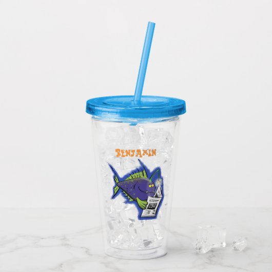 Cartoon van schimmelvis acryl drinkbeker (Achterkant ijs)