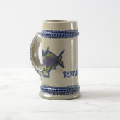 Cartoon van schimmelvis bierpul (Voorkant links)