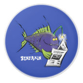 Cartoon van schimmelvis keramische knop (Voorkant)