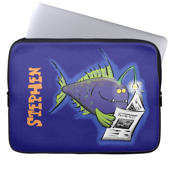 Cartoon van schimmelvis laptop sleeve (Voorkant)