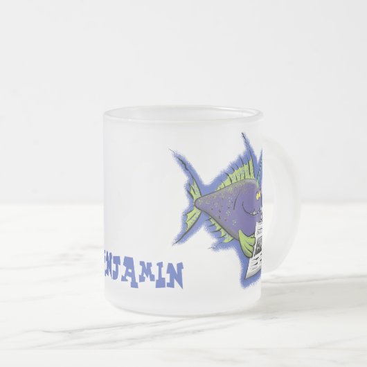 Cartoon van schimmelvis matglas koffiemok (Voorkant rechts)