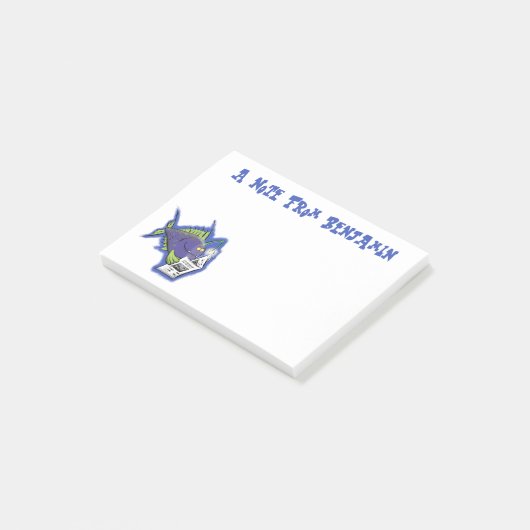 Cartoon van schimmelvis post-it® notes (Schuin)