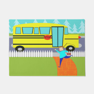Cartoon van schoolbus-deur deurmat