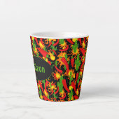 Cartoon van Spaanse peper, van Cacti en van Flames Latte Mok (Voorkant)