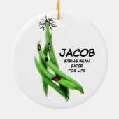 Cartoon van sperziebonen keramisch ornament (Achterkant)