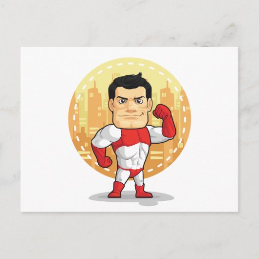 Cartoon van Superheld Briefkaart (Voorkant)