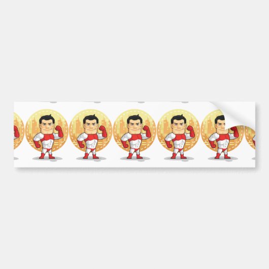 Cartoon van Superheld Bumpersticker (Voorkant)