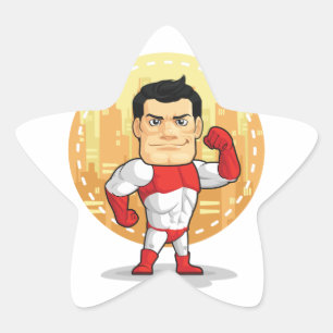 Cartoon van Superhero Ster Sticker