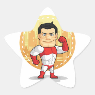 Cartoon van Superhero Ster Sticker