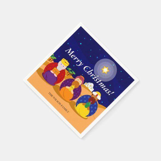 Cartoon van "The Three Kings" / "Three Wise Mannen Servetten (Hoek)