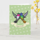 Cartoon van twee de Kleurrijke Hangende Vrienden Kaart (Gele Bloem)