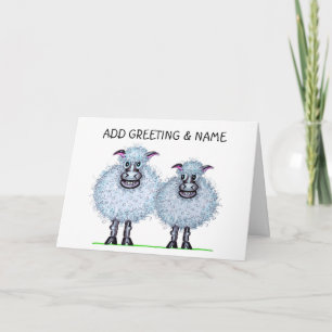 Cartoon van twee schattige schapen kaart