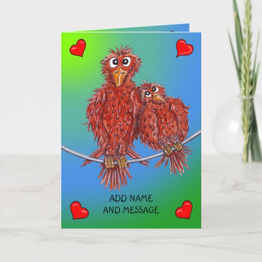Cartoon van twee vogels kaart (Voorkant)