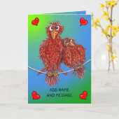 Cartoon van twee vogels kaart (Gele Bloem)