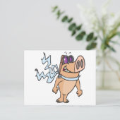 cartoon van varkenspiloot briefkaart (Staand voorkant)