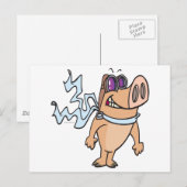 cartoon van varkenspiloot briefkaart (Voorkant / Achterkant)