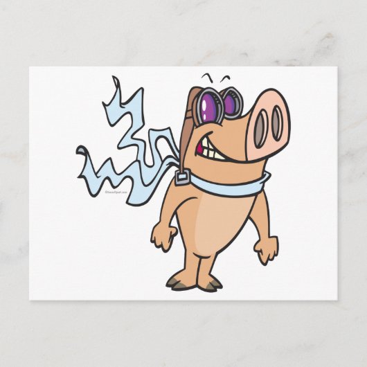 cartoon van varkenspiloot briefkaart (Voorkant)