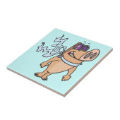 cartoon van varkenspiloot tegeltje (Zijkant)