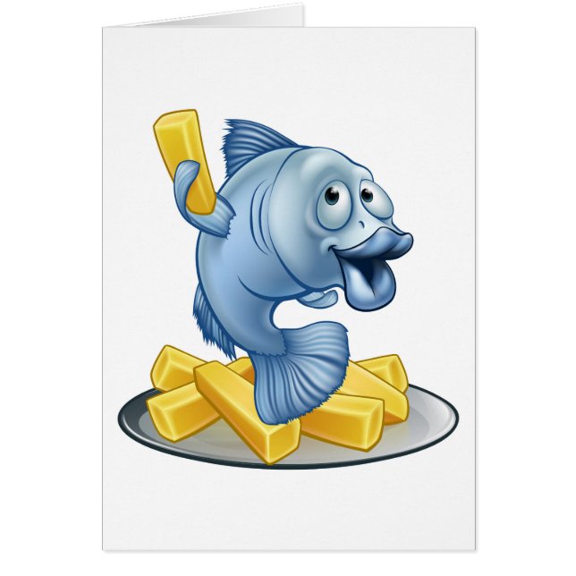 Cartoon van vis en chips (Voorkant)